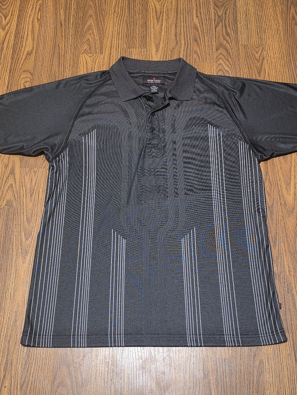 Weir Golf Men's M Black Performance Knit Mesh Golf Polo Shirt Athletic Fit E41 - Picture 2 of 7